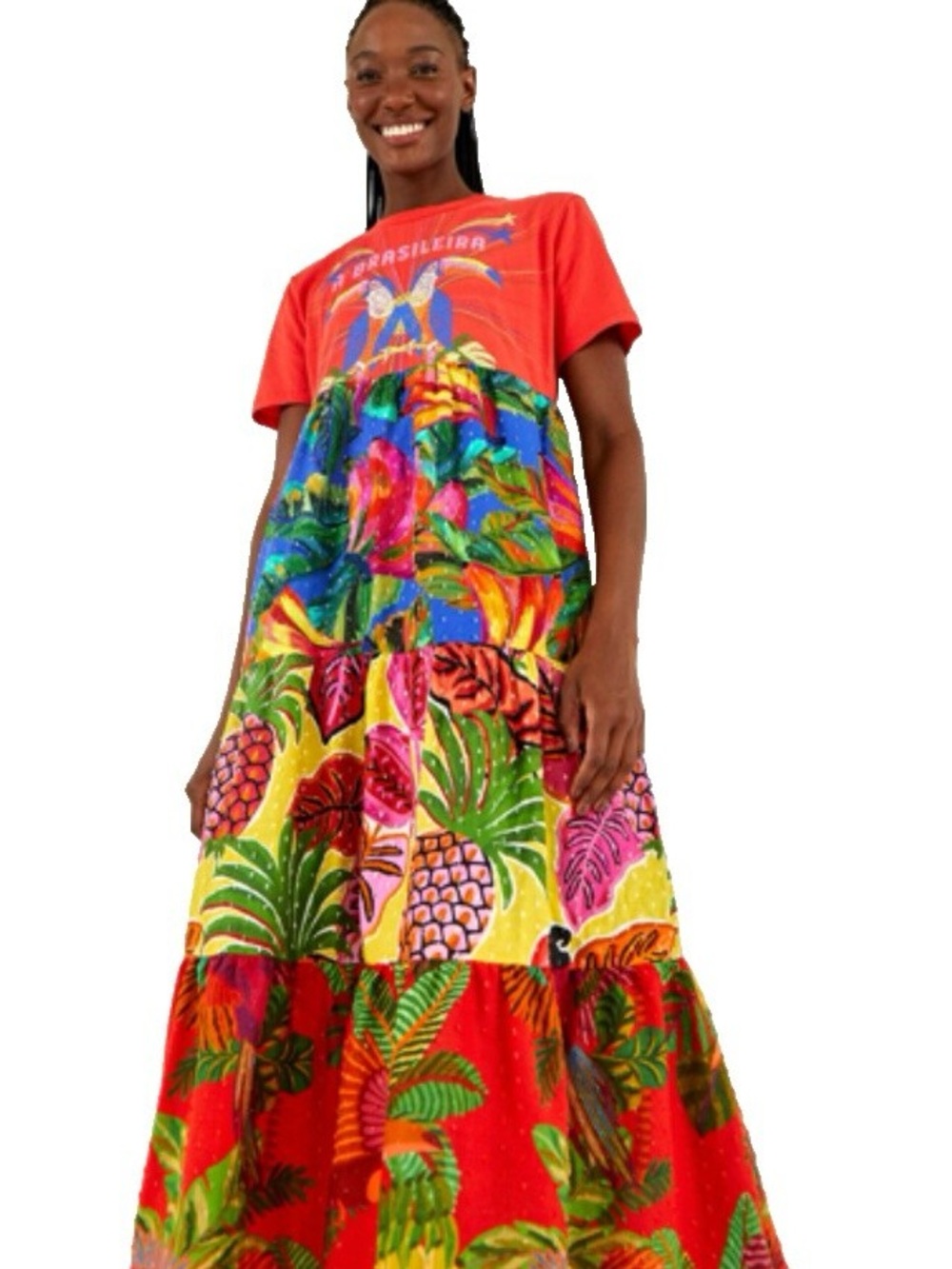 FARM Rio Red Tropical Toucan Midi Dress - Picture 2 of 5